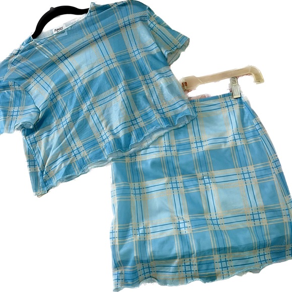 Blue Plaid Mesh Set - Picture 1 of 3